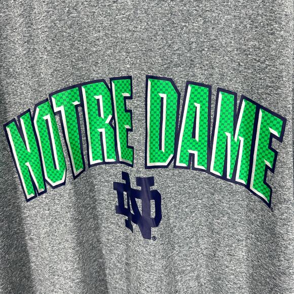 Pro edge NWT Mens University of Notre Dame Gray and Green Short Sleeve T Shirt L - Picture 2 of 9